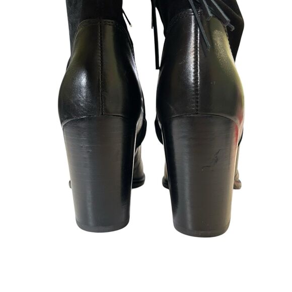 Marc Fisher Ankle Boots Janey Black Leather Suede Ankle Boots 6M Tassels - Picture 8 of 16